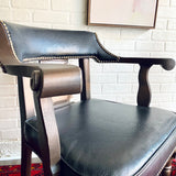 Black Leather Studded Occasional Chair