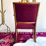 Antique Upcycled Microfiber Velvet Maroon Chair