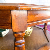 Vintage Walnut & Glass Octogonal Coffee Table with Rattan Accent