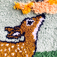 Vintage Latch Hook Tufted Yarn Art Featuring Bambi 2x3'