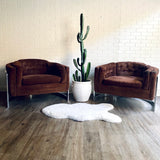 Milo Baughman Brown Velvet Chairs - $375 each