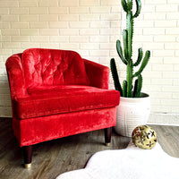 Red Velvet Barrel Chair