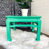 Upcycled Vintage Chinoiserie Green Side Table