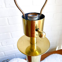 Pair of Vintage Brass Post Mod Lamps with Shade