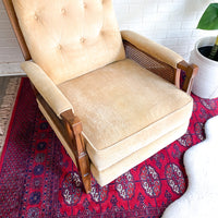 Vintage Cane and Velvet Recliner