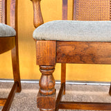 Cane Chairs with New Dusty Teal Upholstery