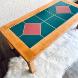 Teal and Pink Oak Tiled Coffee Table