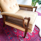 Vintage Cane and Velvet Recliner