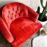 Red Velvet Barrel Chair