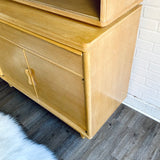 Mid Century Sideboard Hutch with Etched Glass Handles