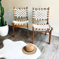 Set of Two Teak Wood Macrame Chairs