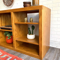 Vintage Oak Bookcase with Adjustable Shelves 64x17x30